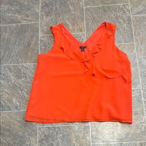 Halogen Ruffled V-Neck Tank Top - Bright Orange